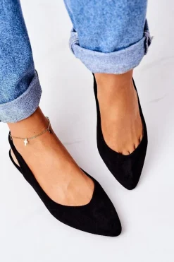 Baleriny Klasyczne></noscript>Boto Zamszowe Baleriny W Szpic Czarne Daisy