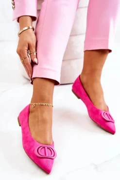 Baleriny Klasyczne></noscript>Boto Zamszowe Baleriny W Szpic Różowe Neriso