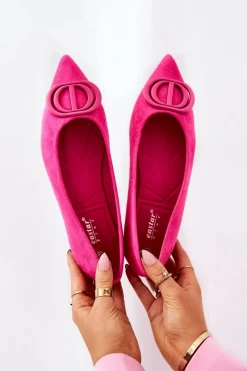 Baleriny Klasyczne></noscript>Boto Zamszowe Baleriny W Szpic Różowe Neriso