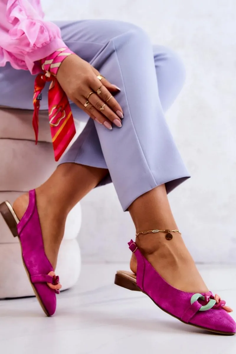 Discount Boto Zamszowe Baleriny Z Łańcuchem Lewski Shoes 3125 Fuksja