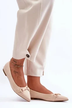 Sale Boto Zamszowe Baleriny Z Ozdobą Beżowe Noldaia