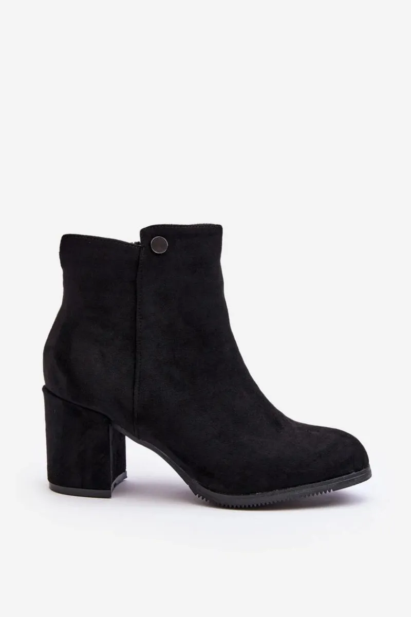 Sale Zamszowe Botki Damskie Na Słupku Czarne Selela Damskie Botki Wiosenne|Czarne Botki