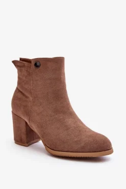 Botki Wiosenne|Botki Ocieplane>Evento Zamszowe Botki Damskie Na Słupku Brązowe Selela Brązowy