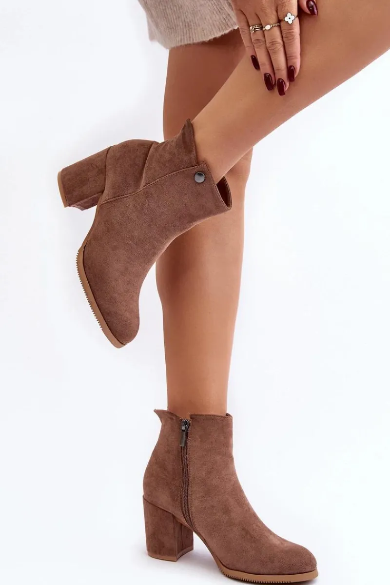 Botki Wiosenne|Botki Ocieplane>Evento Zamszowe Botki Damskie Na Słupku Brązowe Selela Brązowy