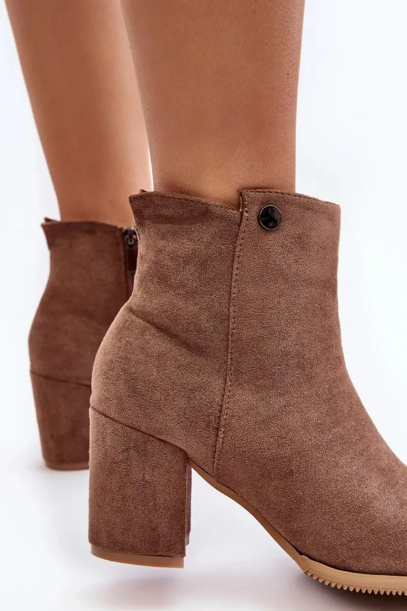 Botki Wiosenne|Botki Ocieplane>Evento Zamszowe Botki Damskie Na Słupku Brązowe Selela Brązowy