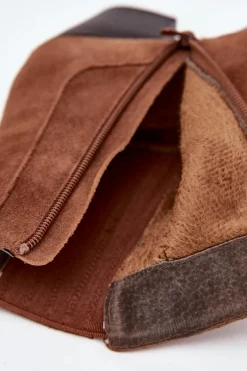 Outlet Boto Zamszowe Botki Damskie Na Słupku Ocieplane Camel Arelia