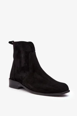 Online Boto Zamszowe Botki Damskie Na Suwak Czarne Nicole 2829 Czarny