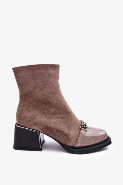 Botki Zimowe Damskie|Brązowe I Beżowe Botki><noscript><img width=