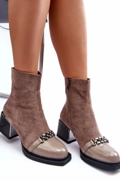 Botki Zimowe Damskie|Brązowe I Beżowe Botki><noscript><img width=