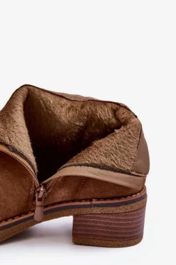 Hot Boto Zamszowe Botki Na Niskim Słupku Brązowe Laurisa