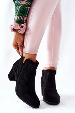 Botki Na Słupku|Czarne Botki>Evento Zamszowe Botki Na Obcasie Czarne Elisea