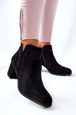 Botki Na Słupku|Czarne Botki></noscript>Evento Zamszowe Botki Na Obcasie Czarne Elisea