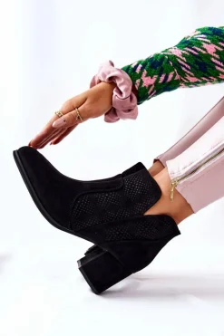 Botki Na Słupku|Czarne Botki></noscript>Evento Zamszowe Botki Na Obcasie Czarne Elisea