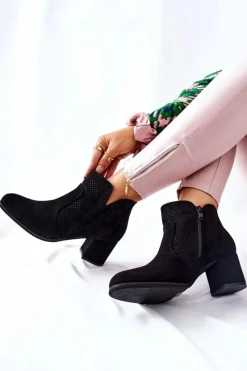 Botki Na Słupku|Czarne Botki></noscript>Evento Zamszowe Botki Na Obcasie Czarne Elisea