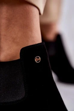 Online Zamszowe Botki Na Obcasie 2506 Czarne Damskie Botki Wiosenne|Botki Na Słupku