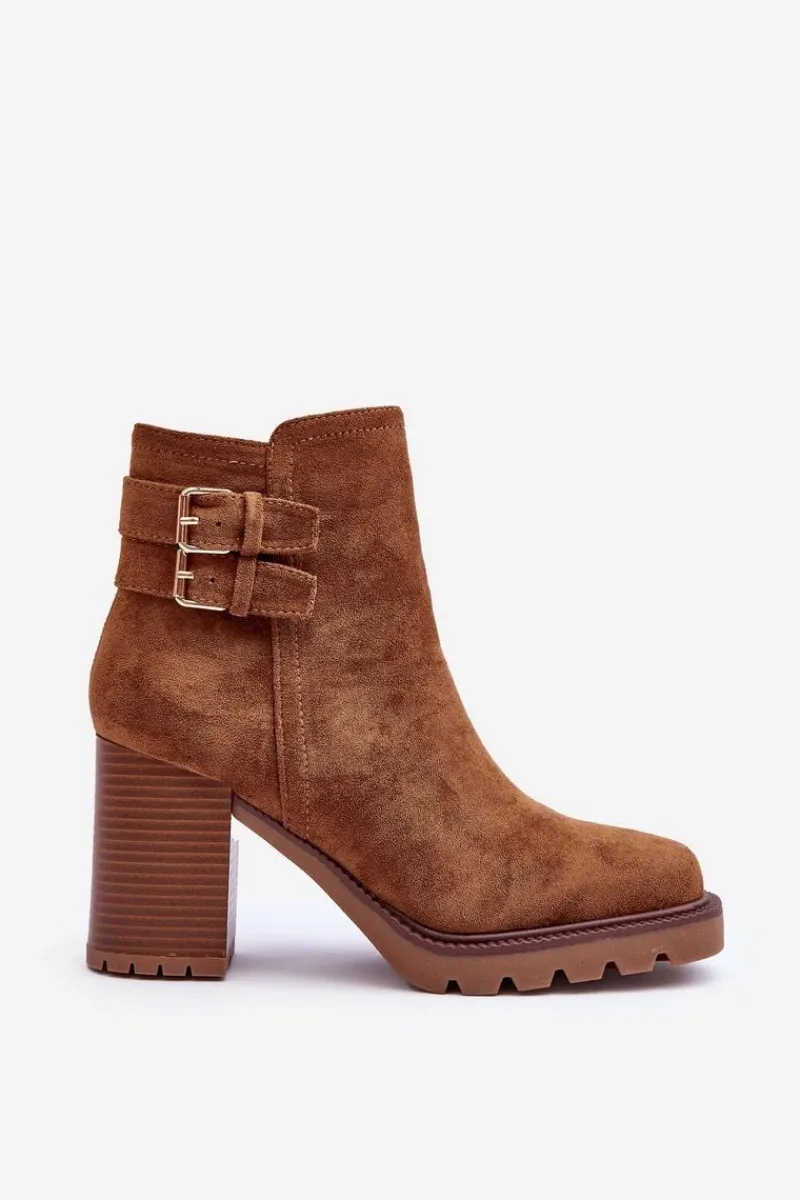 New Boto Zamszowe Botki Na Obcasie Brązowe Makeline Brązowy