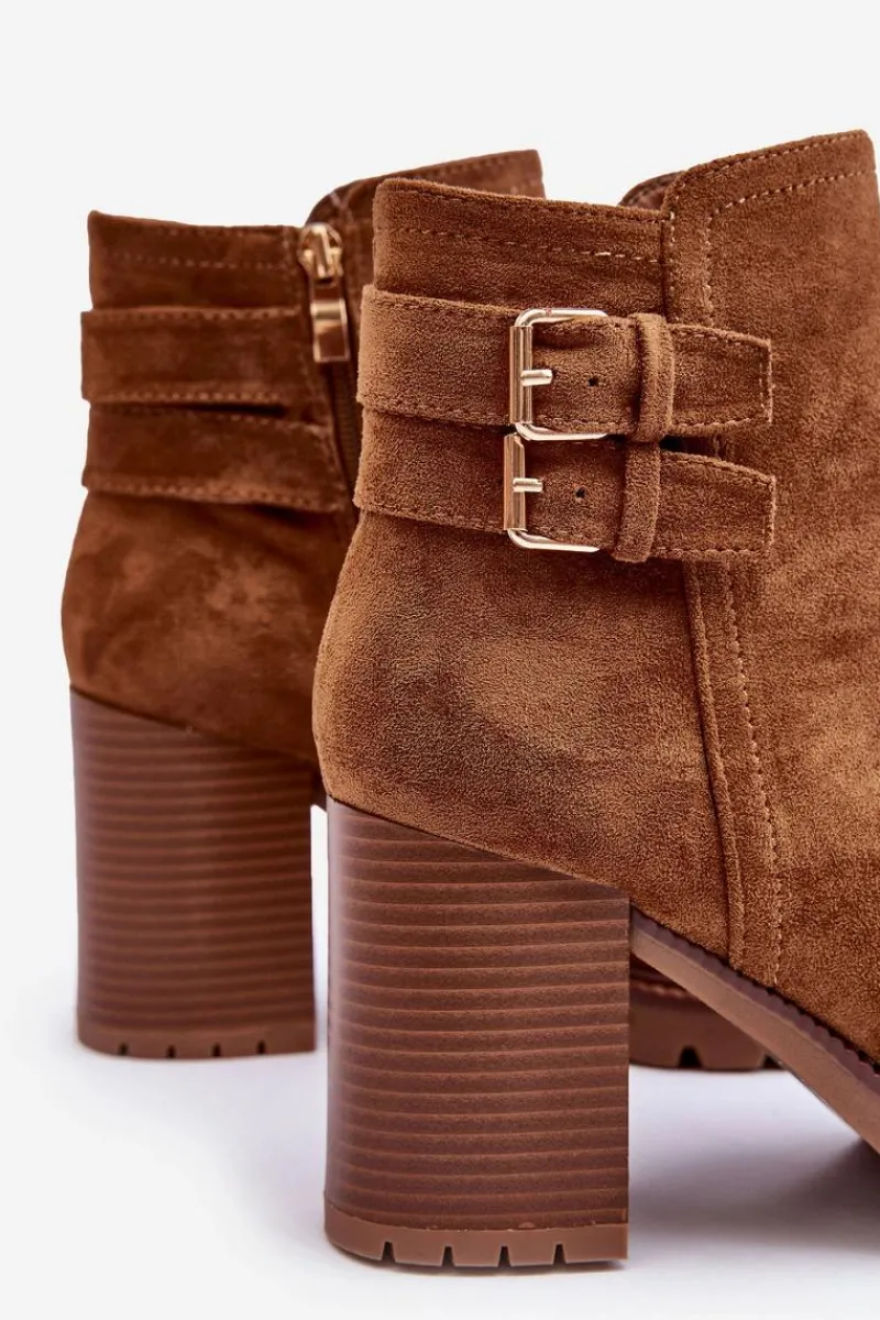 New Boto Zamszowe Botki Na Obcasie Brązowe Makeline Brązowy