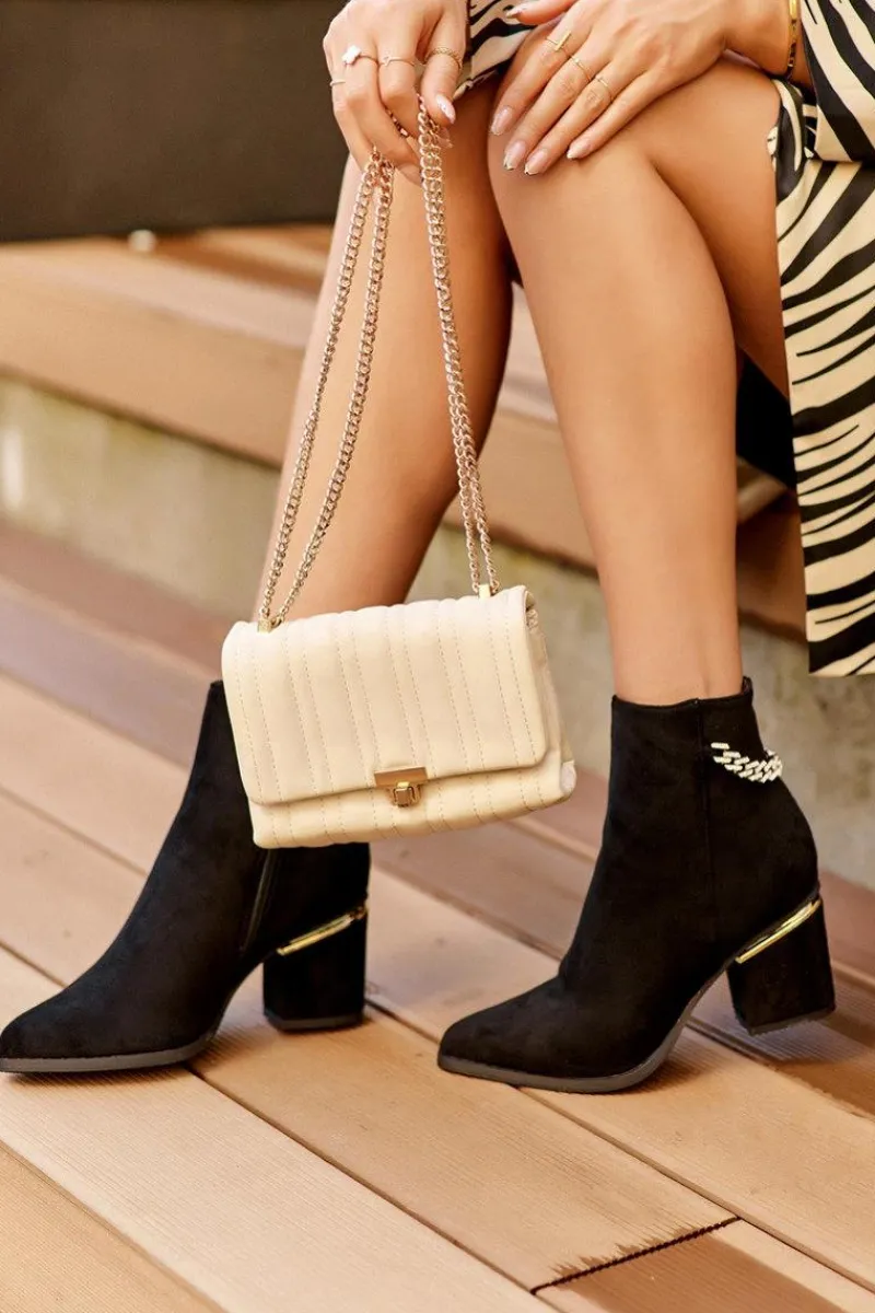 Sale Zamszowe Botki Na Obcasie Z Biżuteryjną Ozdobą Czarne Jadirel Damskie Czarne Botki|Botki Na Obcasie