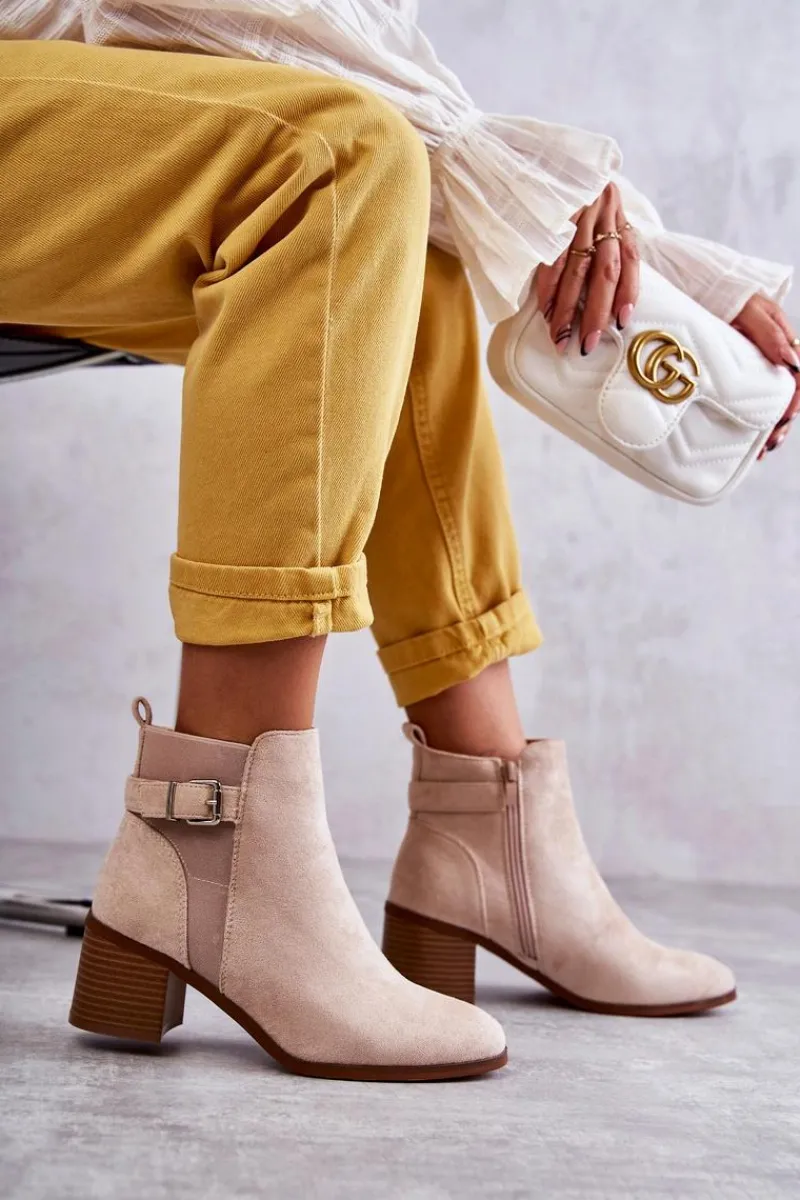 Hot Boto Zamszowe Botki Na Słupku Beżowe Vannes