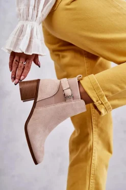 Hot Boto Zamszowe Botki Na Słupku Beżowe Vannes