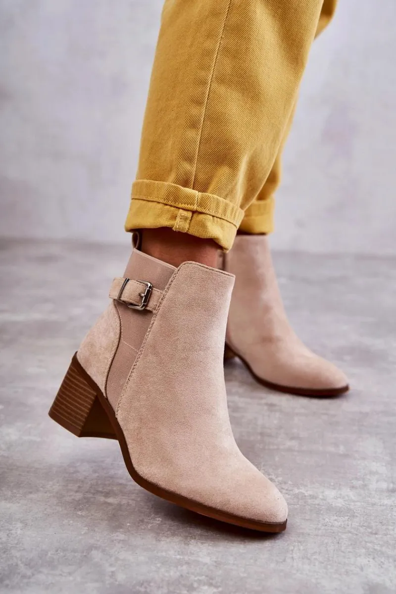 Hot Boto Zamszowe Botki Na Słupku Beżowe Vannes