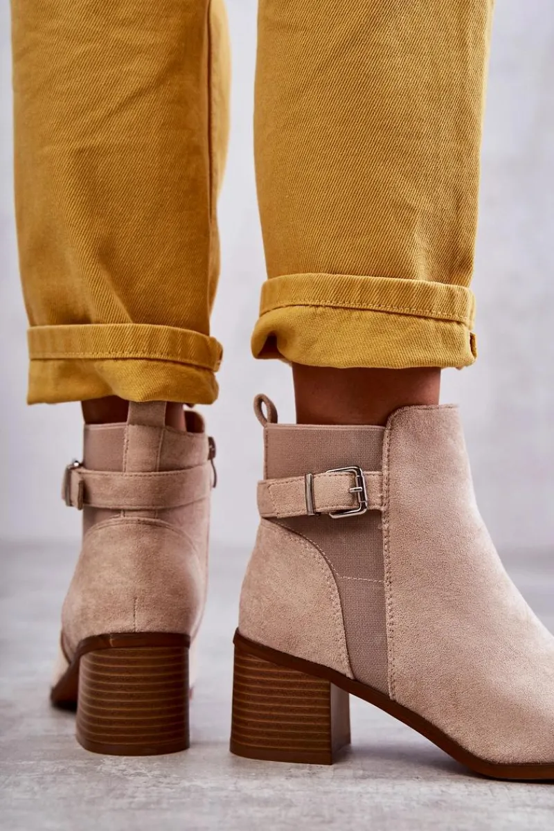 Hot Boto Zamszowe Botki Na Słupku Beżowe Vannes