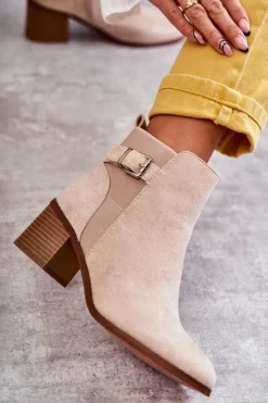 Hot Boto Zamszowe Botki Na Słupku Beżowe Vannes