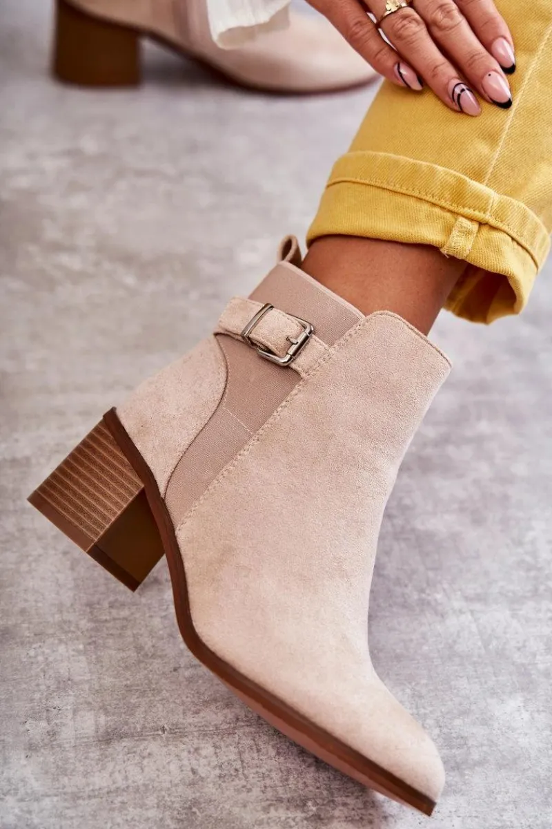 Hot Boto Zamszowe Botki Na Słupku Beżowe Vannes