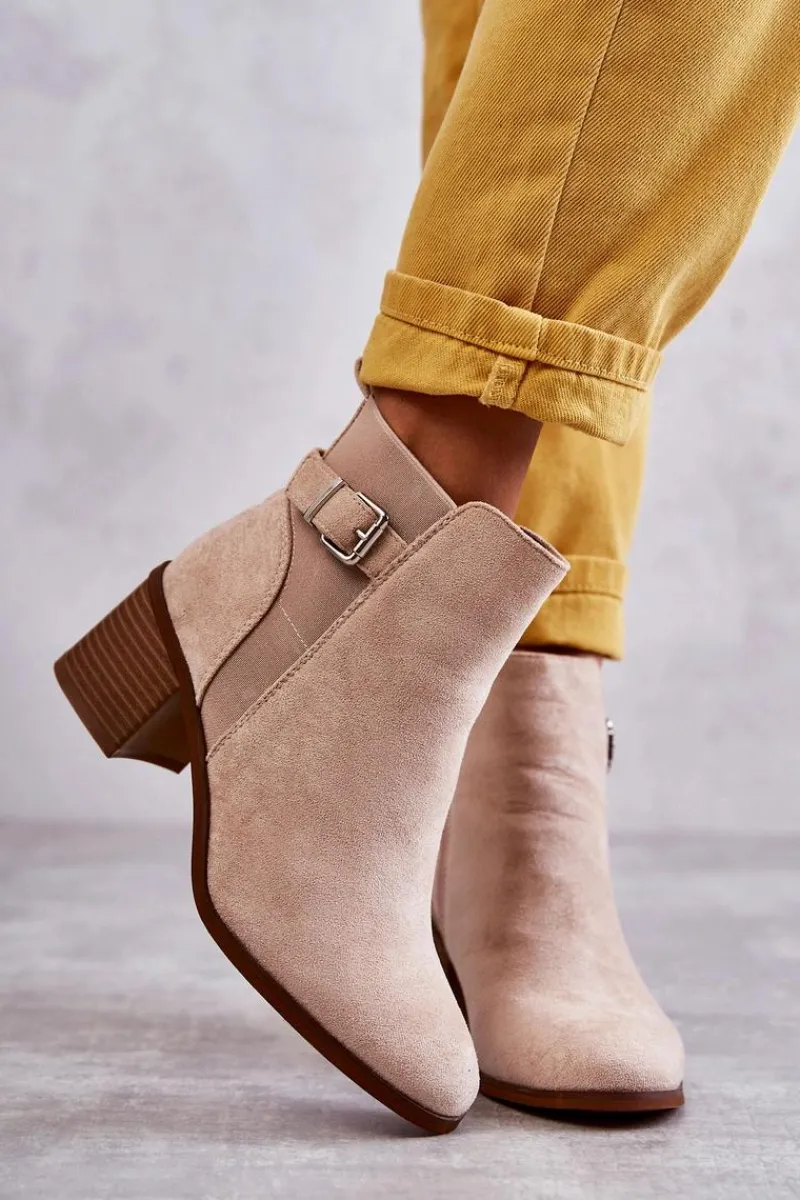 Hot Boto Zamszowe Botki Na Słupku Beżowe Vannes