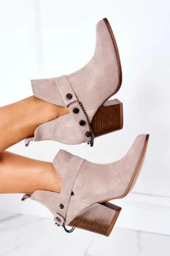 Best Boto Zamszowe Botki Na Słupku Lewski Shoes 2880 Cappuccino