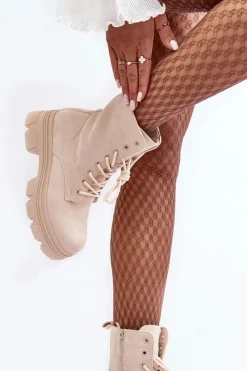 Online Boto Zamszowe Botki Na Suwak Beżowe Marley