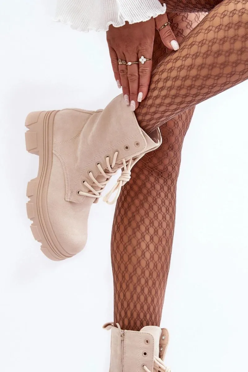 Online Boto Zamszowe Botki Na Suwak Beżowe Marley