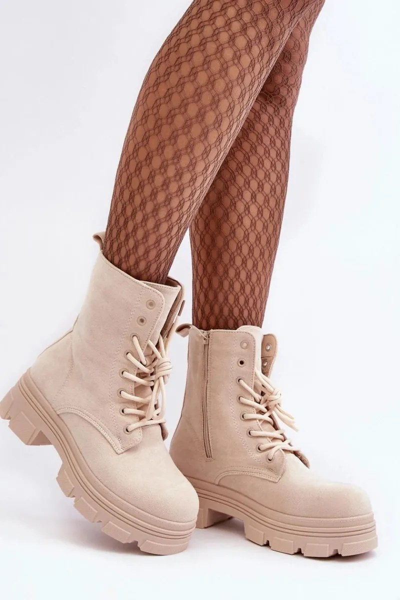 Online Boto Zamszowe Botki Na Suwak Beżowe Marley