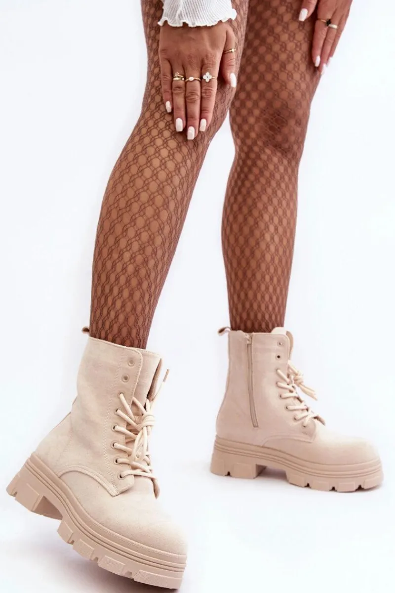 Online Boto Zamszowe Botki Na Suwak Beżowe Marley