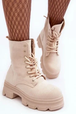 Online Boto Zamszowe Botki Na Suwak Beżowe Marley