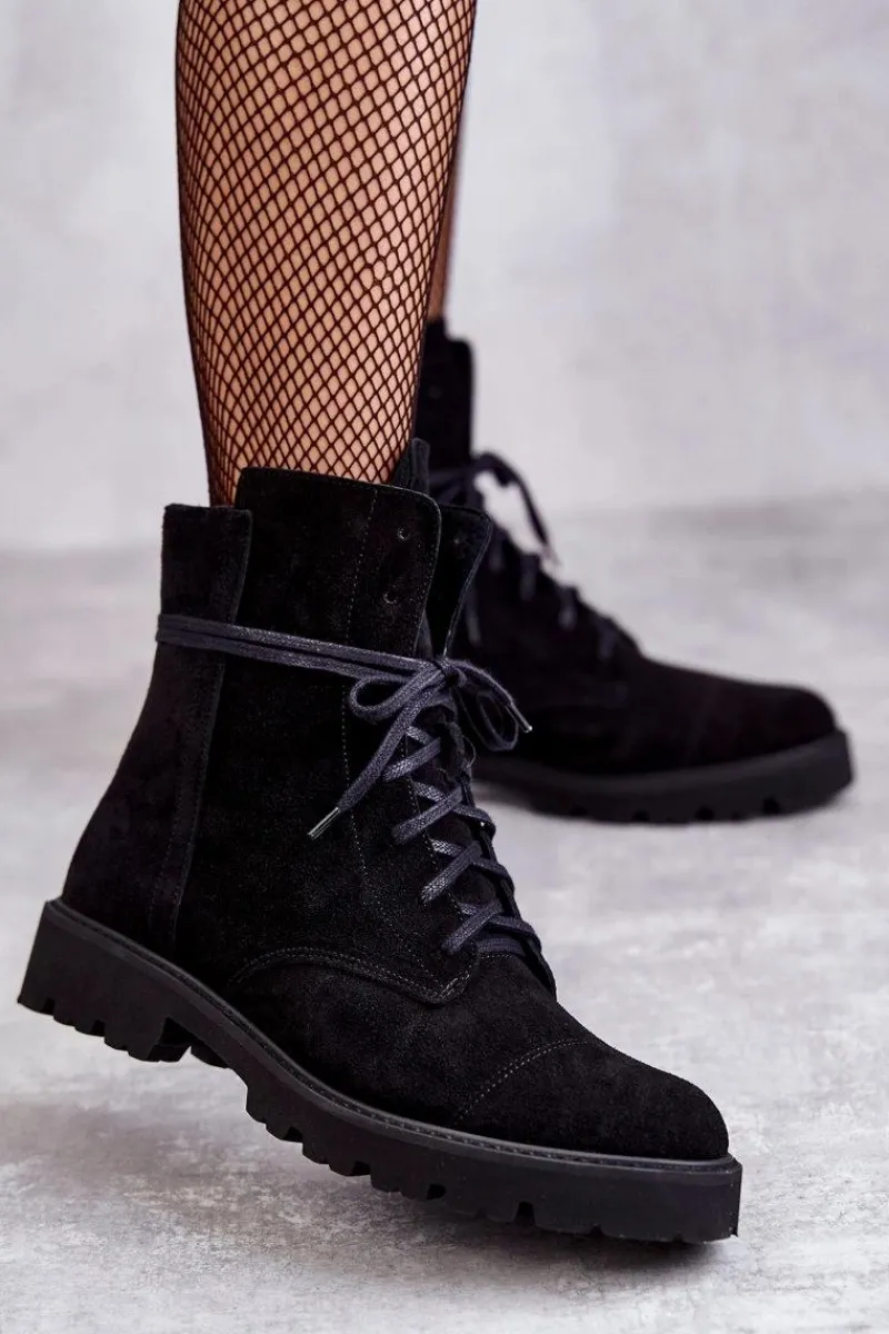 Outlet Boto Zamszowe Botki Na Suwak Nicole 2754 Czarne