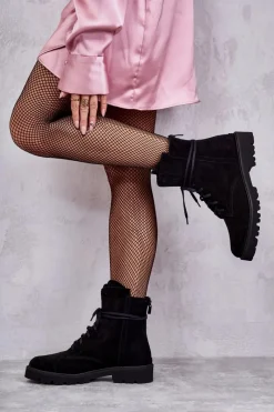 Outlet Boto Zamszowe Botki Na Suwak Nicole 2754 Czarne