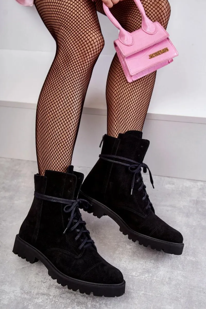 Outlet Boto Zamszowe Botki Na Suwak Nicole 2754 Czarne