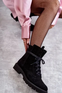 Outlet Boto Zamszowe Botki Na Suwak Nicole 2754 Czarne