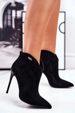 Hot GOE Zamszowe Botki Na Szpilce GG2N3033 Czarne