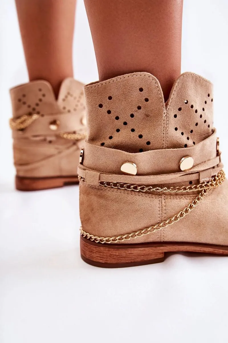 Botki Wiosenne|Botki Na Koturnie>Boto Zamszowe Botki Na Ukrytym Koturnie Beżowe Verine