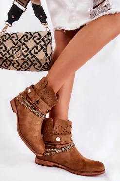 Online Boto Zamszowe Botki Na Ukrytym Koturnie Brązowe Verine