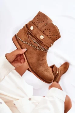 Online Boto Zamszowe Botki Na Ukrytym Koturnie Brązowe Verine