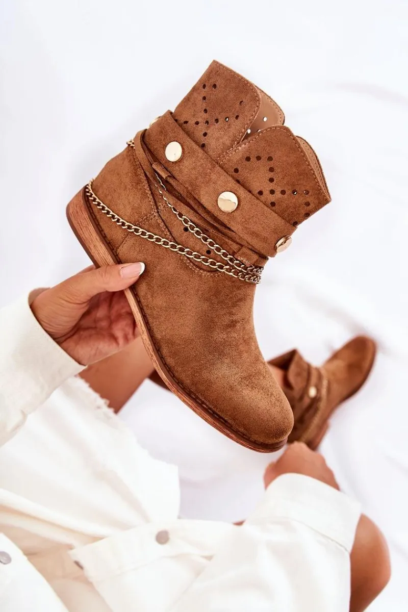 Online Boto Zamszowe Botki Na Ukrytym Koturnie Brązowe Verine