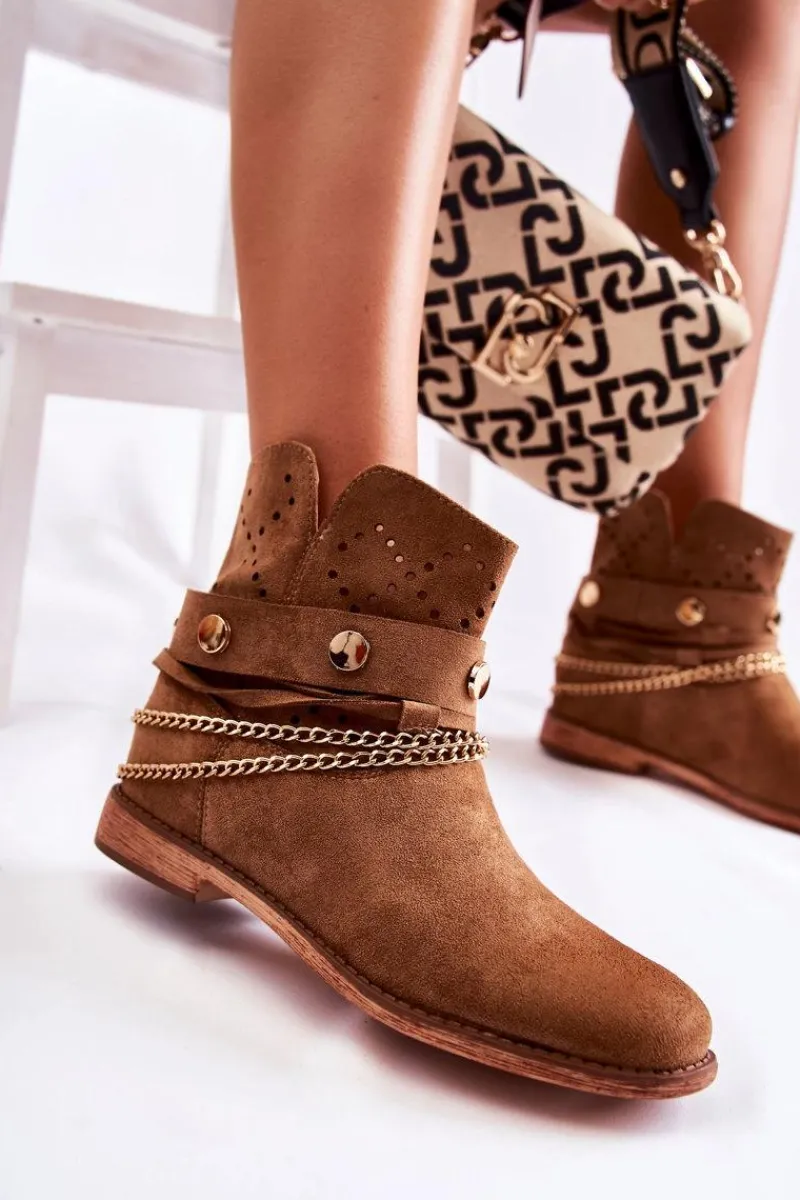 Online Boto Zamszowe Botki Na Ukrytym Koturnie Brązowe Verine