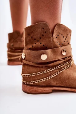 Online Boto Zamszowe Botki Na Ukrytym Koturnie Brązowe Verine