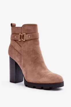 Sale Boto Zamszowe Botki Na Wysokim Słupku Beżowe Liani