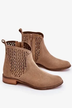 Discount Boto Zamszowe Botki Nicole 2791/023 Ciemnobeżowe