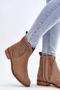 Discount Boto Zamszowe Botki Nicole 2791/023 Ciemnobeżowe