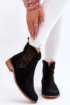 Botki Wiosenne|Czarne Botki>Boto Zamszowe Botki Nicole 2791/028 Czarne